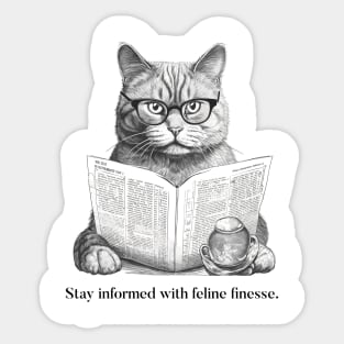 Cat reading paper Sticker